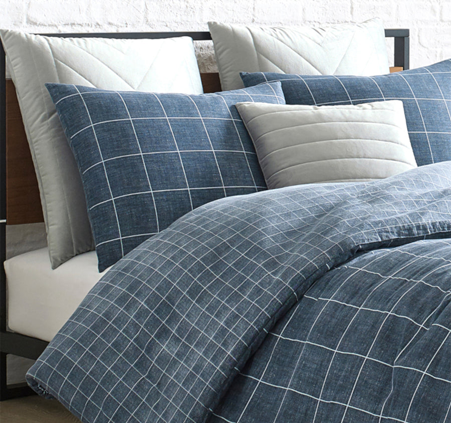 Holden Grid Quilt Cover Set Range Indigo