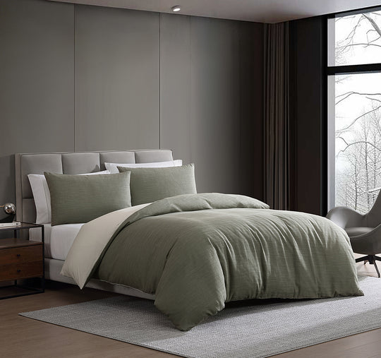 Nila Quilt Cover Set Range Moss Green