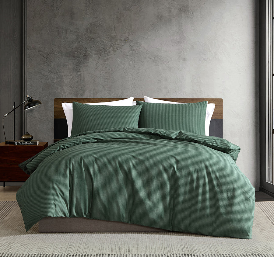 Oxford Stripe Quilt Cover Set Range Green