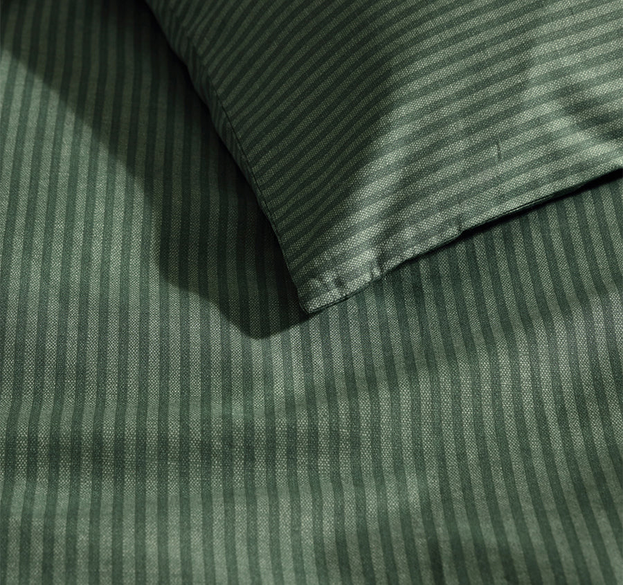Oxford Stripe Quilt Cover Set Range Green