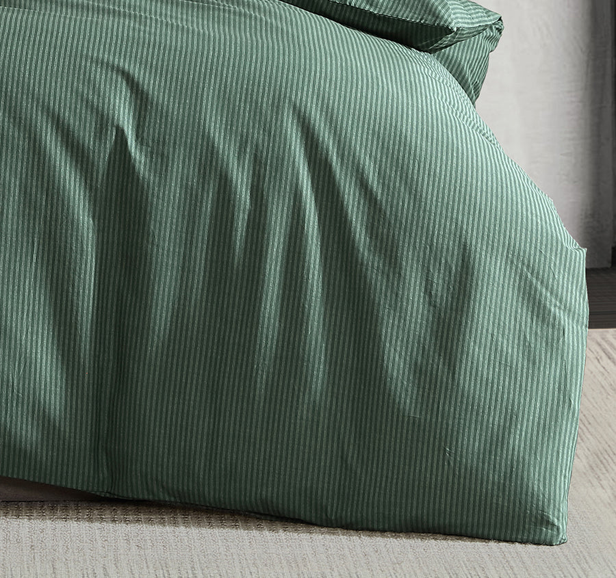 Oxford Stripe Quilt Cover Set Range Green