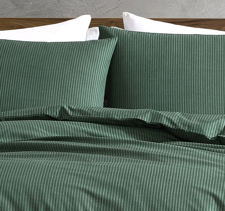 Oxford Stripe Quilt Cover Set Range Green