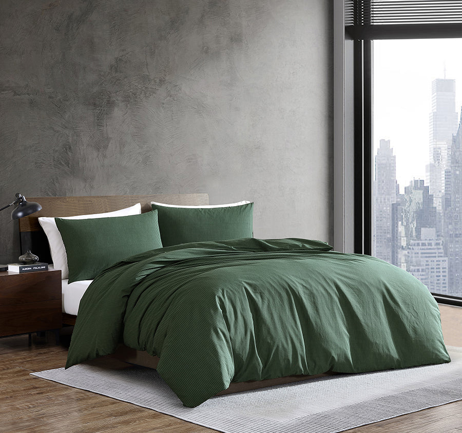 Oxford Stripe Quilt Cover Set Range Green