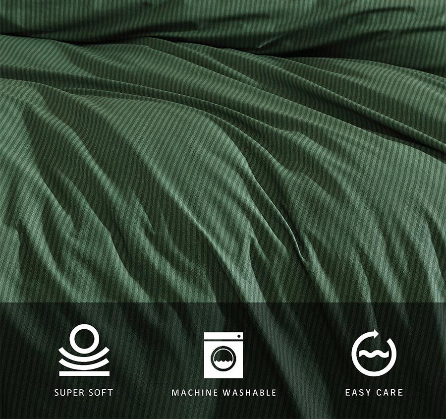 Oxford Stripe Quilt Cover Set Range Green