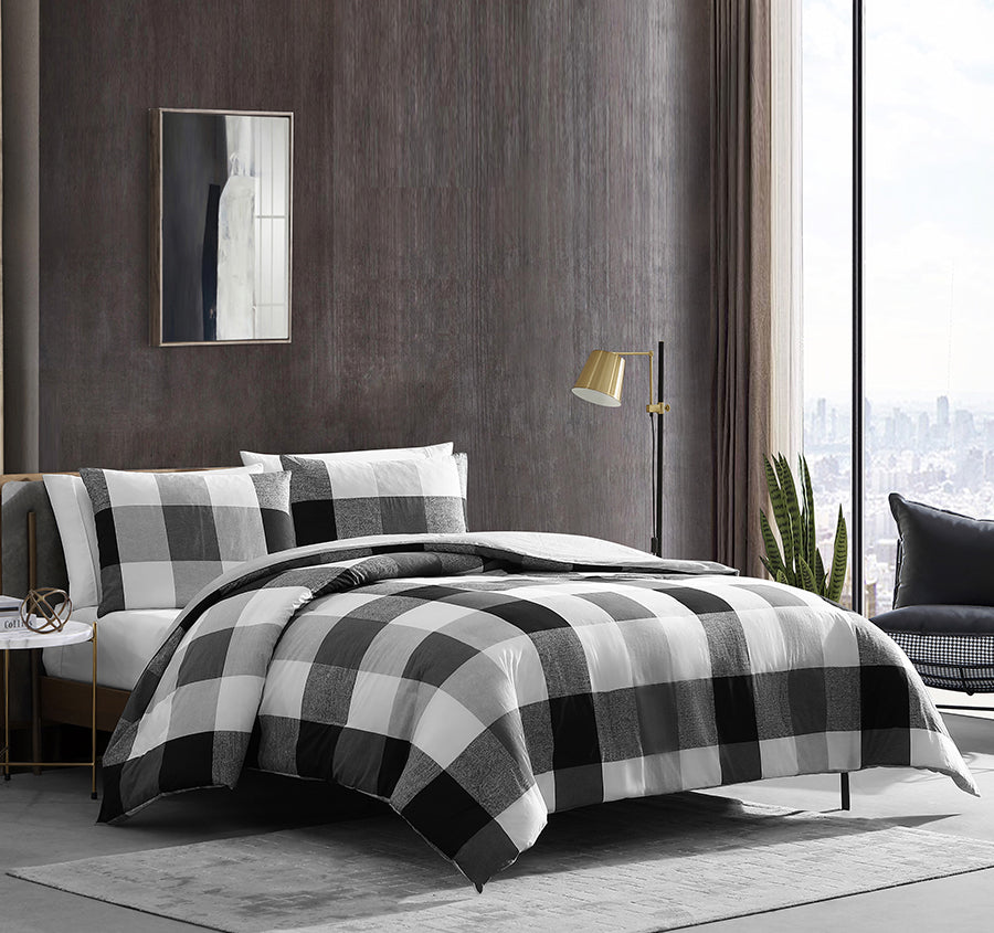 Prospect Plaid Quilt Cover Set Range Black and White