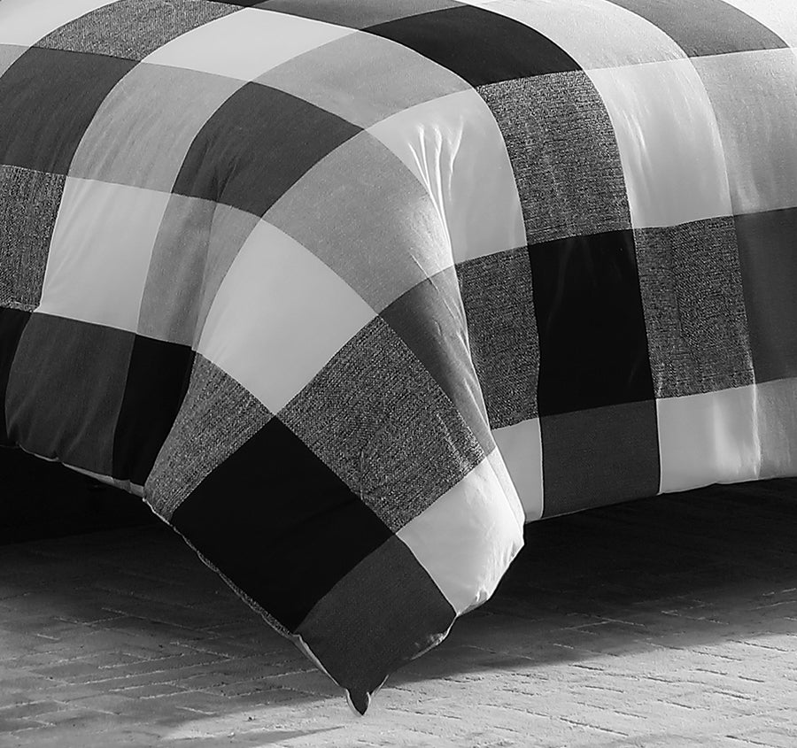 Prospect Plaid Quilt Cover Set Range Black and White