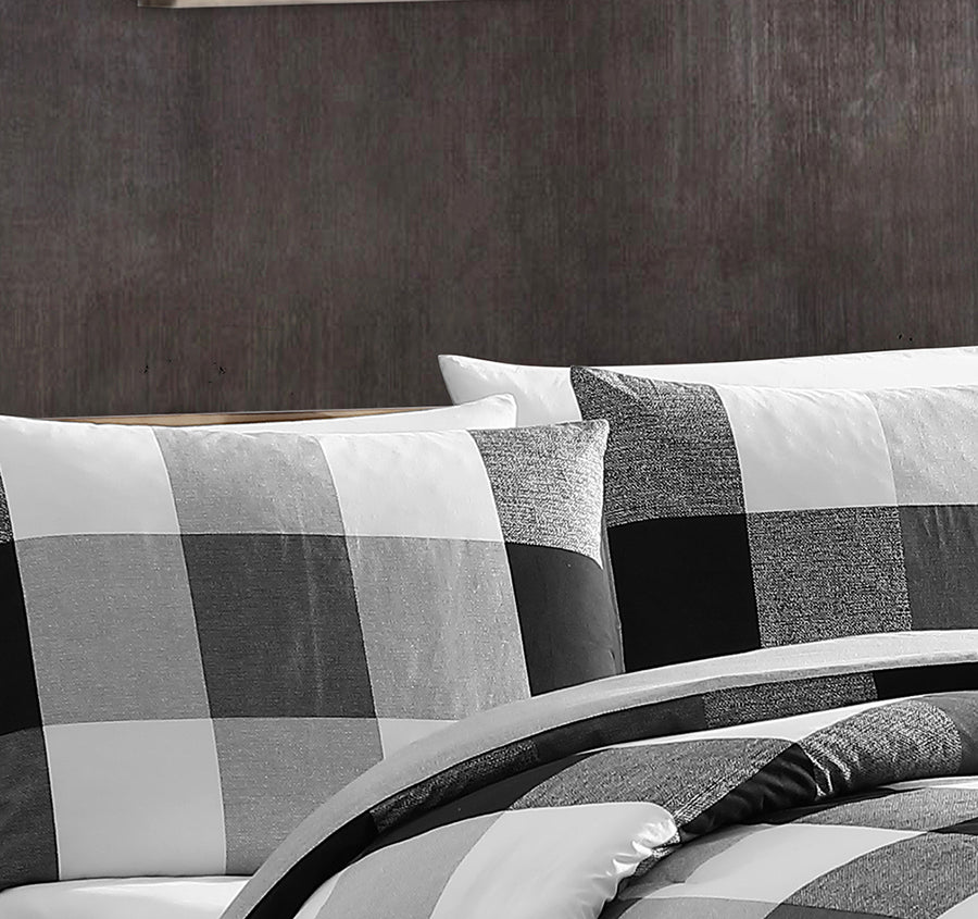 Prospect Plaid Quilt Cover Set Range Black and White