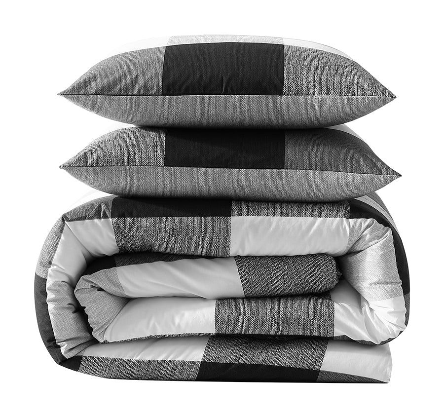Prospect Plaid Quilt Cover Set Range Black and White