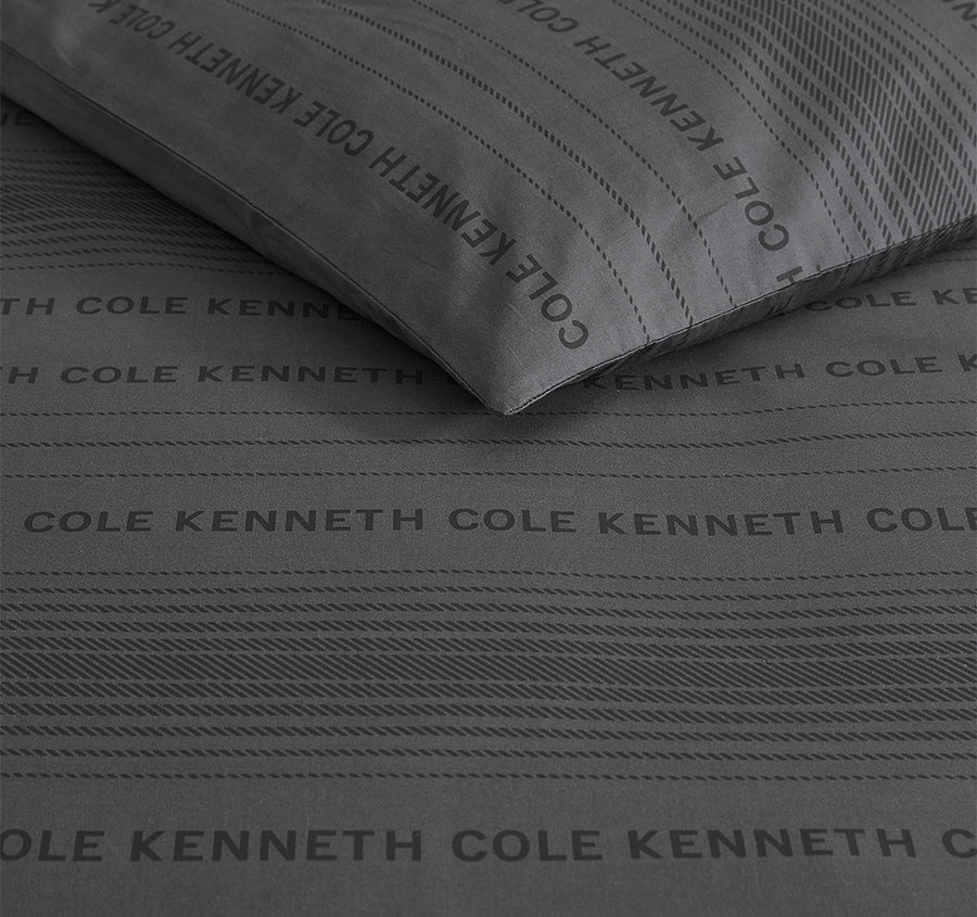Soho Logo Stripe Quilt Cover Set Range Black