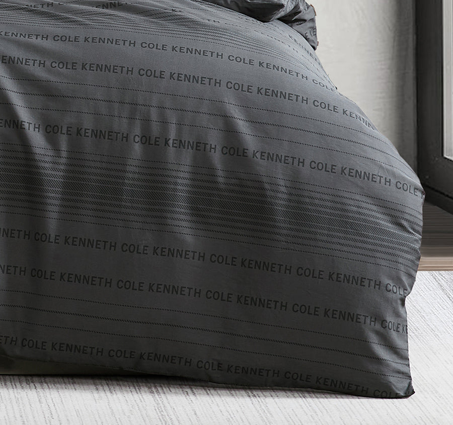 Soho Logo Stripe Quilt Cover Set Range Black