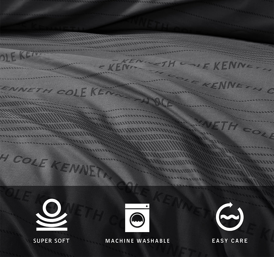 Soho Logo Stripe Quilt Cover Set Range Black