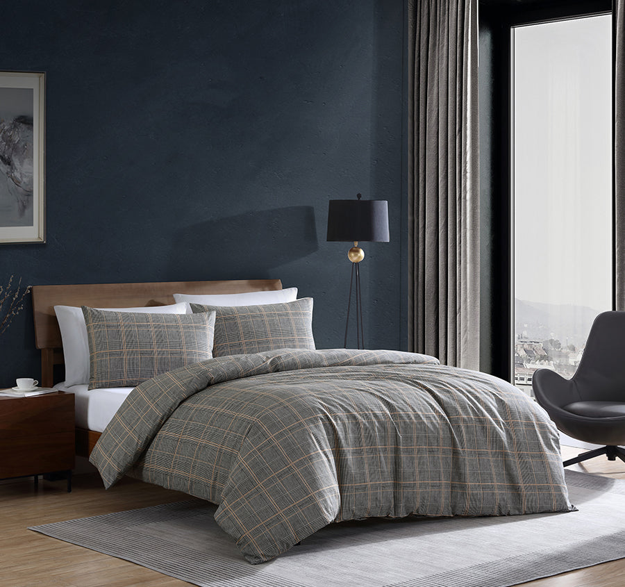 Sussex Quilt Cover Set Range Khaki and Black