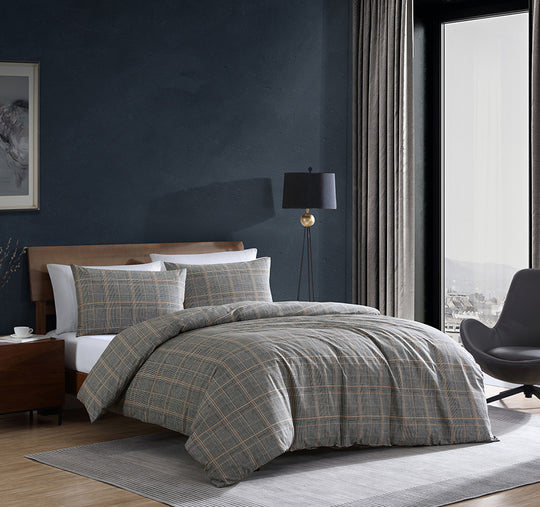 Sussex Quilt Cover Set Range Khaki and Black