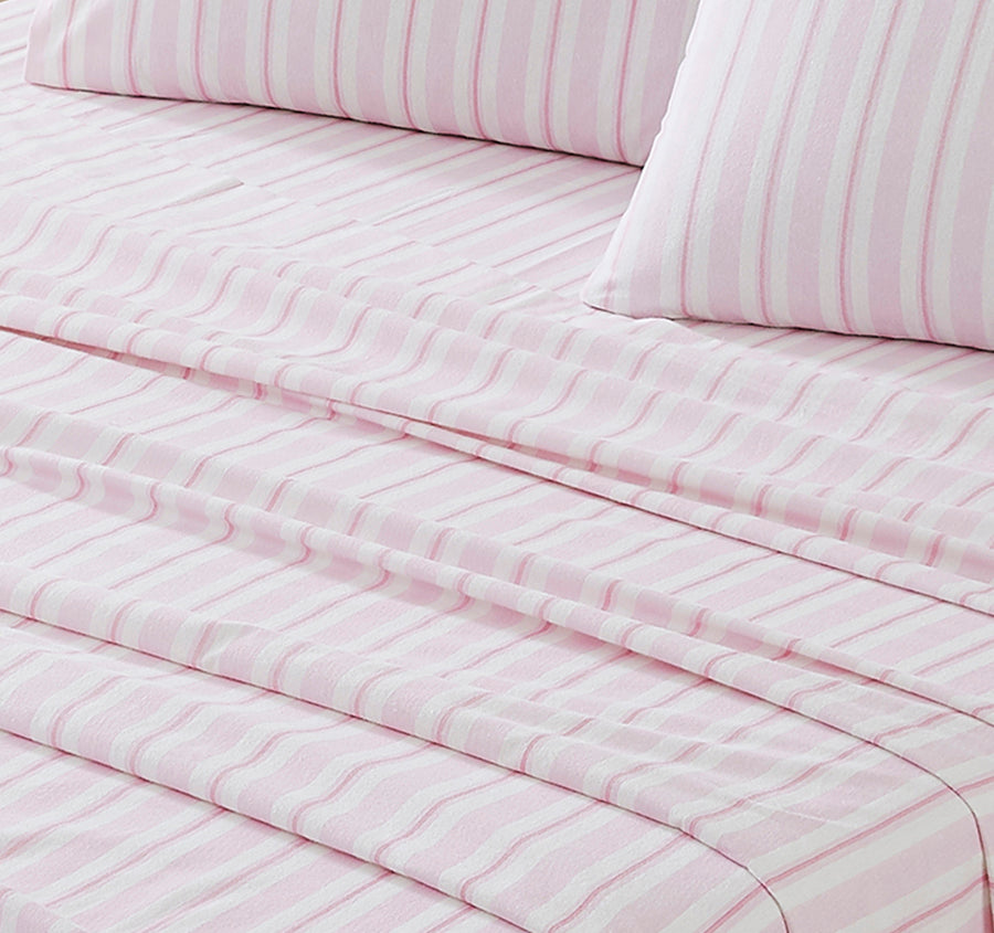Brampton Printed Flannelette Cotton Sheet Set Range Blush