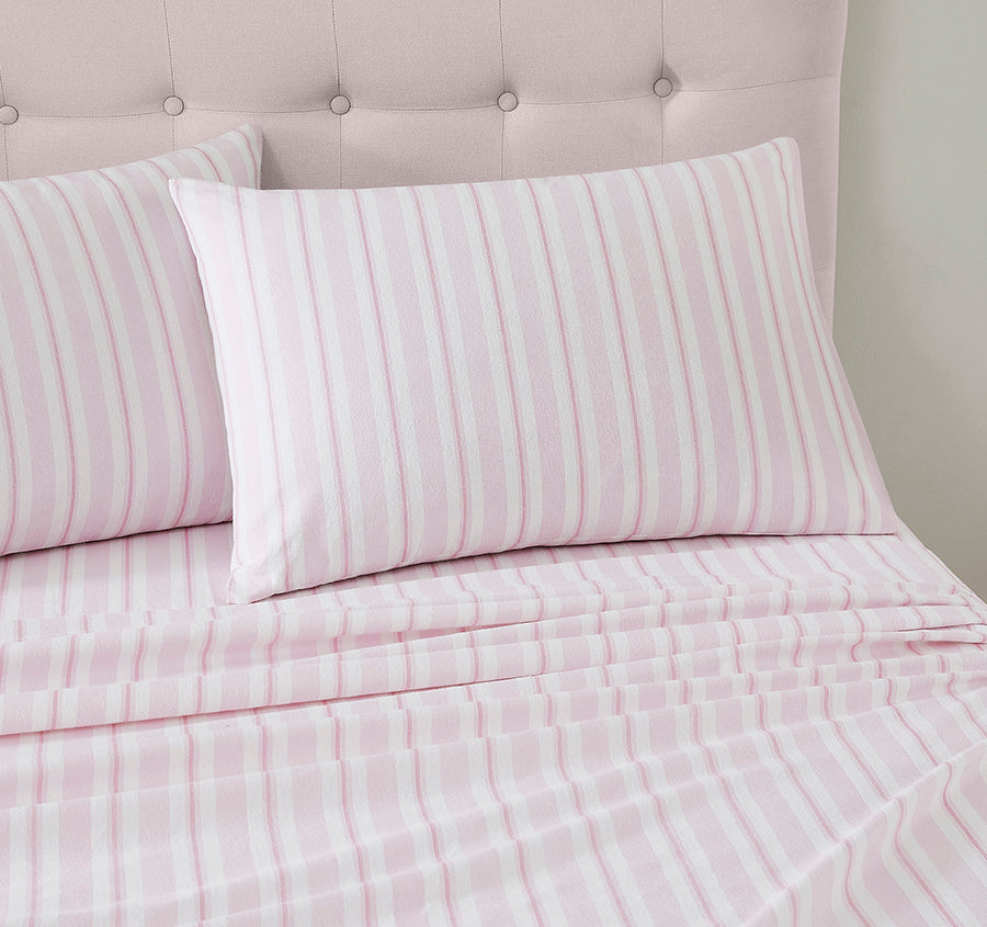 Brampton Printed Flannelette Cotton Sheet Set Range Blush