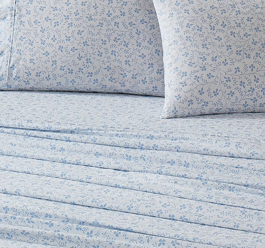 Campion 250TC Cotton Percale Sheet Set Range Seaspray Blue