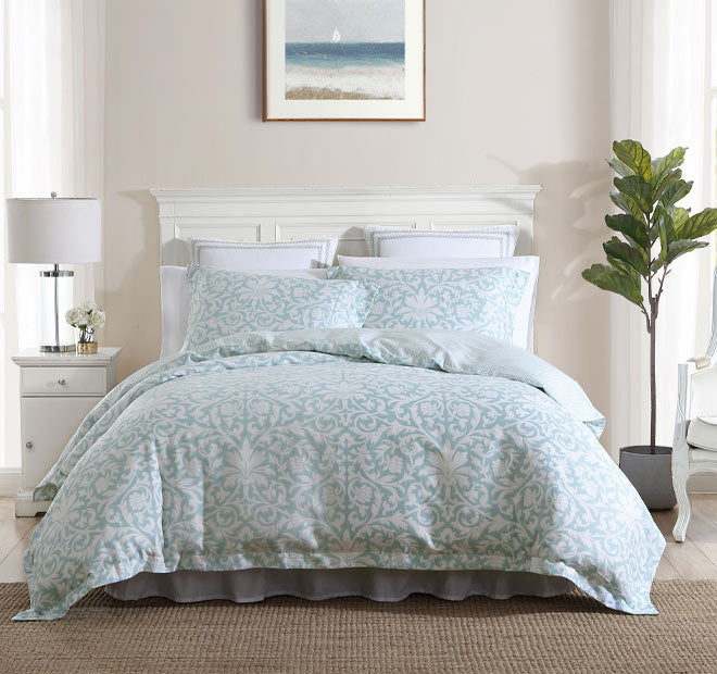 Mia Quilt Cover Set Range Soft Blue