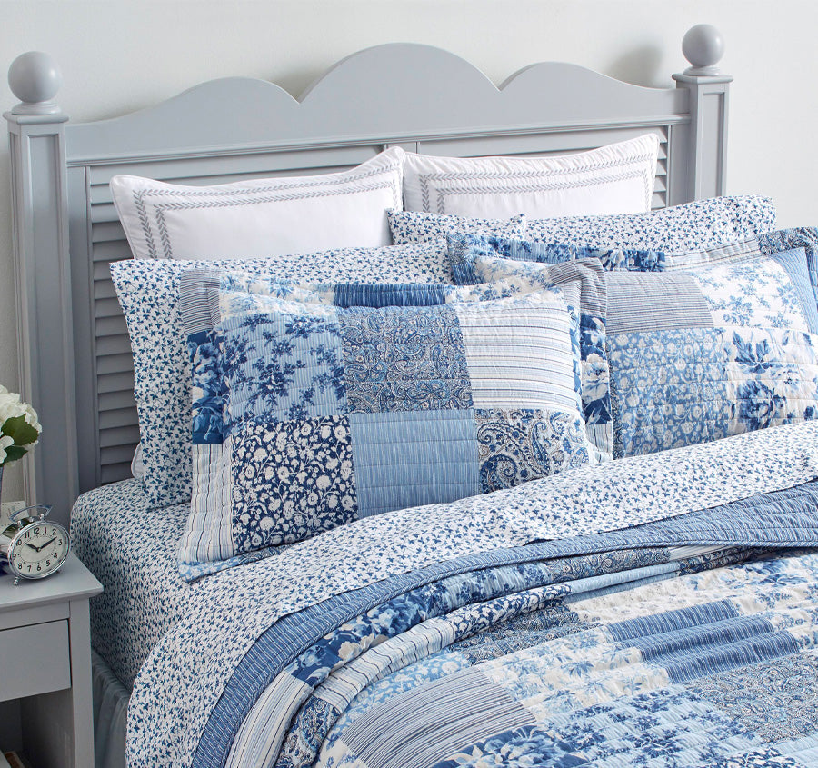 Paisley Patchwork Coverlet Set Blue
