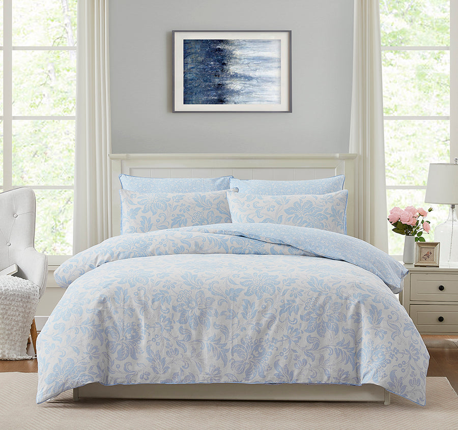 Percy Quilt Cover Set Range Sky Blue