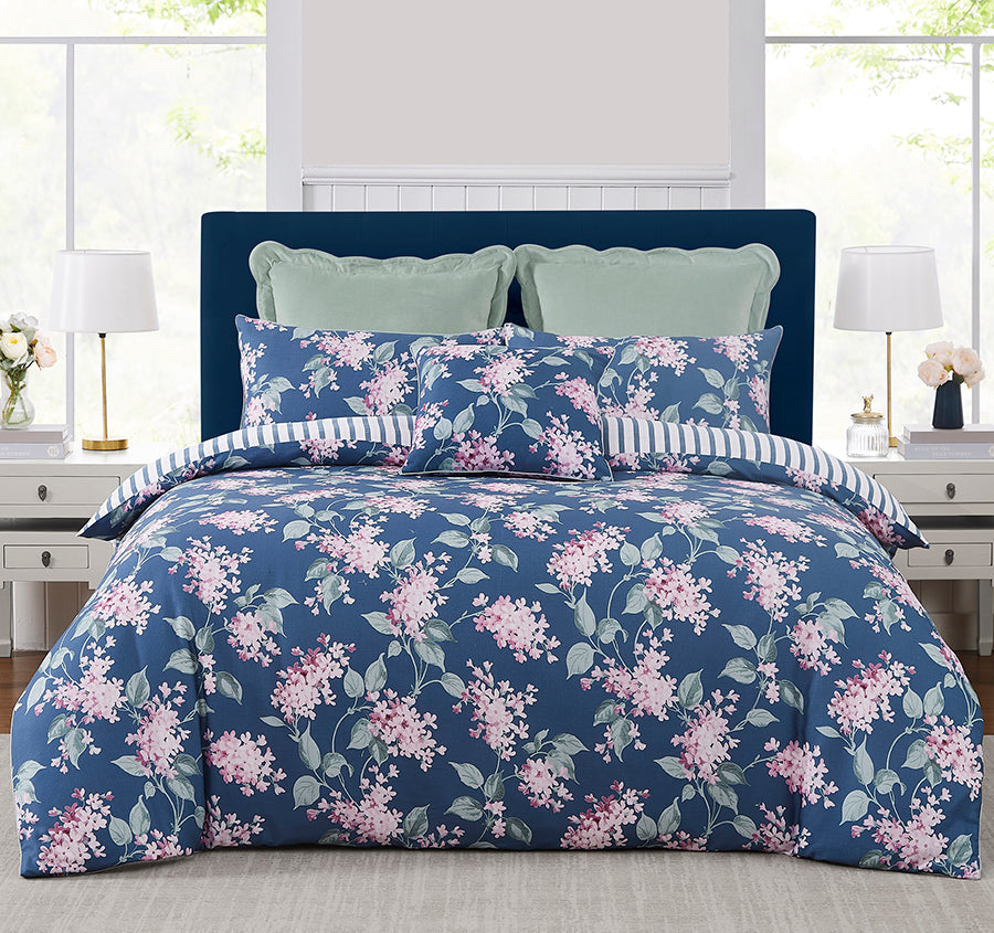 Trailing Vintage Blossom Quilt Cover Set Range Midnight Blue