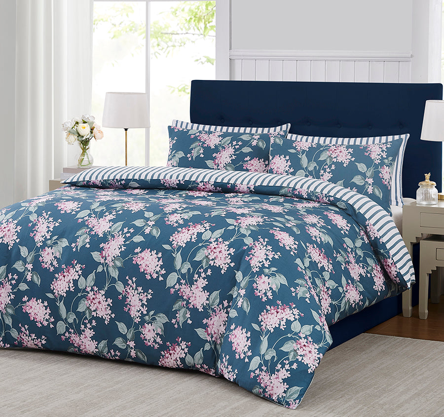Trailing Vintage Blossom Quilt Cover Set Range Midnight Blue