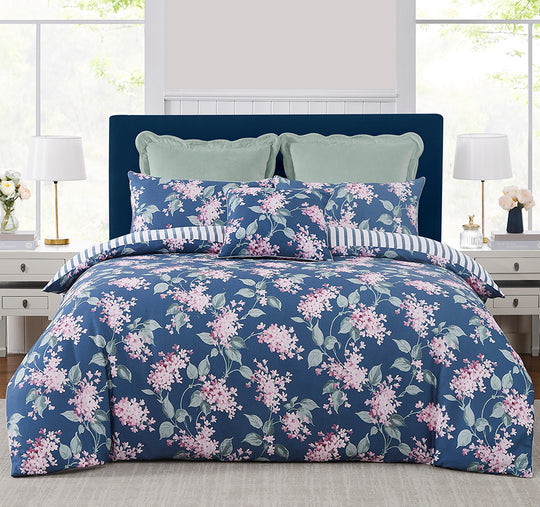 Trailing Vintage Blossom Quilt Cover Set Range Midnight Blue