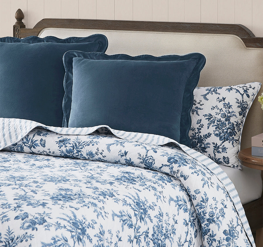 Walled Garden Coverlet Set Midnight Blue