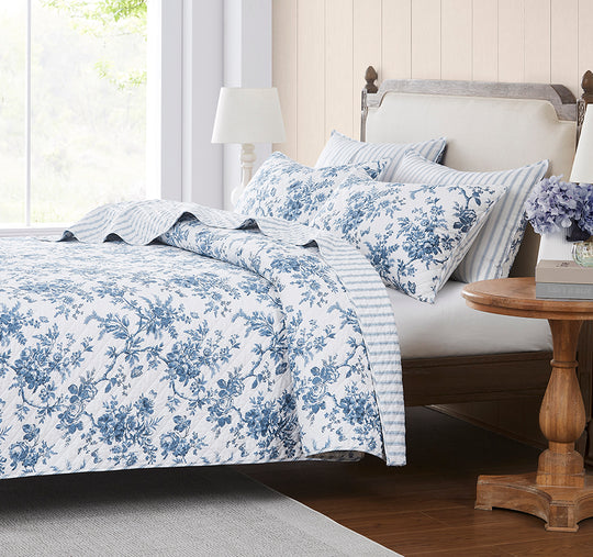 Walled Garden Coverlet Set Midnight Blue