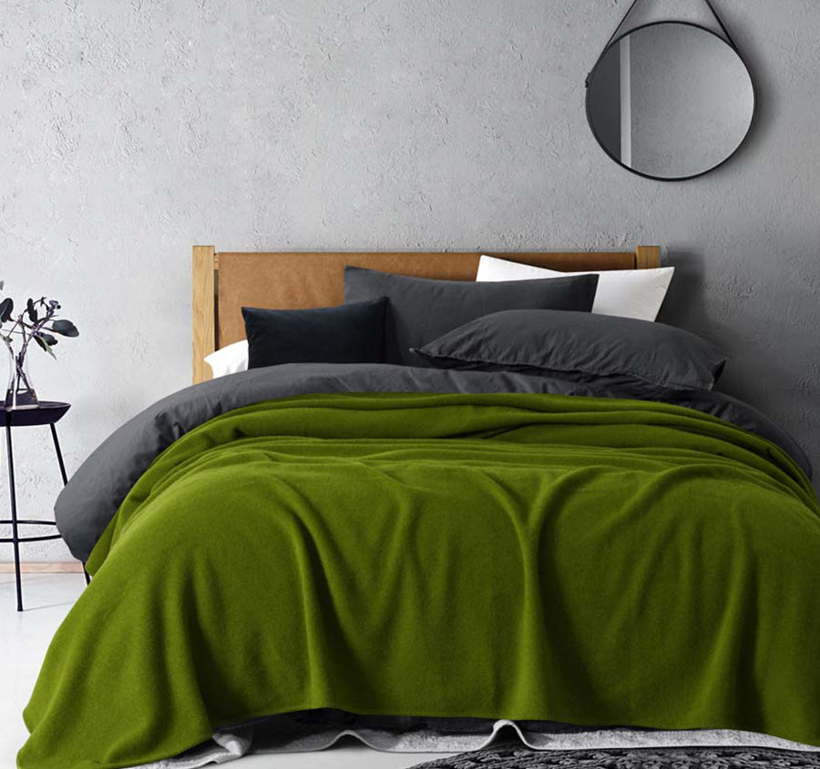 Australian Wool Blanket Range Moss Green