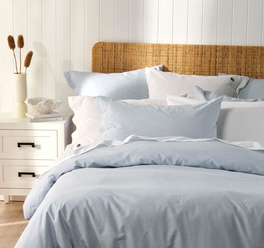 American Pin Point Oxford Quilt Cover Set Range Blue