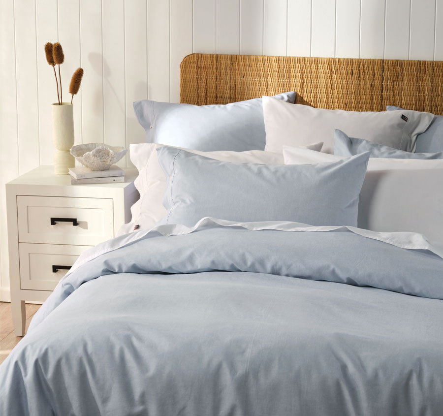American Pin Point Oxford Quilt Cover Set Range Blue