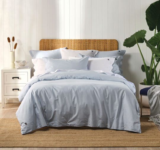 American Pin Point Oxford Quilt Cover Set Range Blue