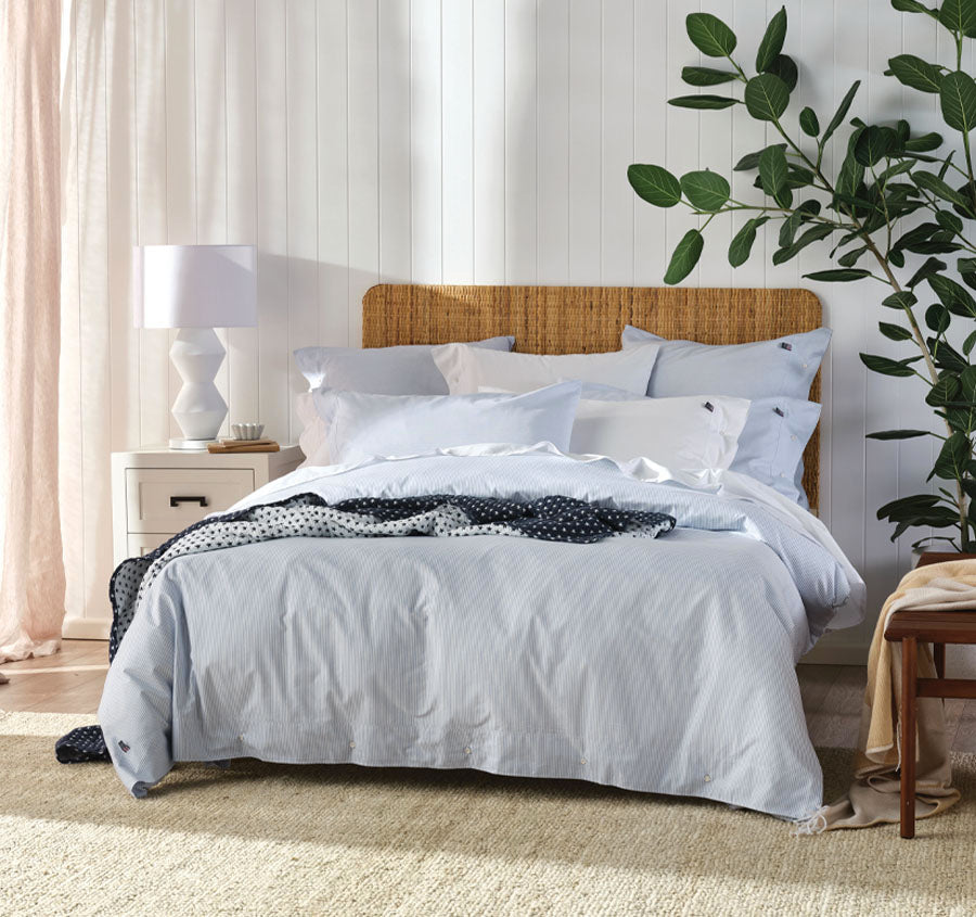 American Pin Point Oxford Quilt Cover Set Range Blue and White