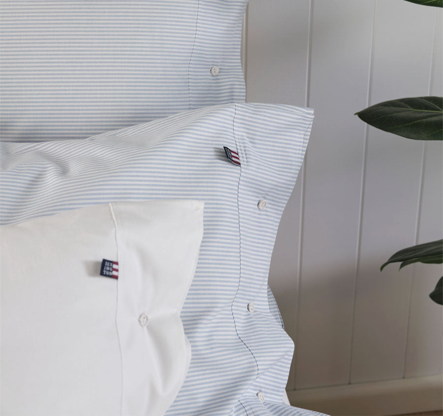 American Pin Point Oxford Quilt Cover Set Range Blue and White