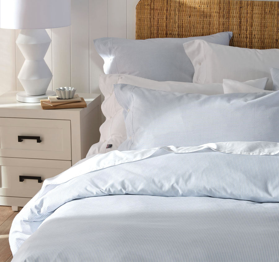 American Pin Point Oxford Quilt Cover Set Range Blue and White