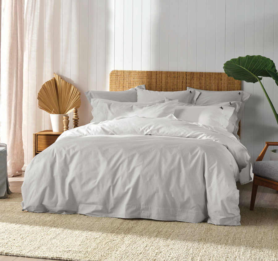 American Pin Point Oxford Quilt Cover Set Range Grey and White