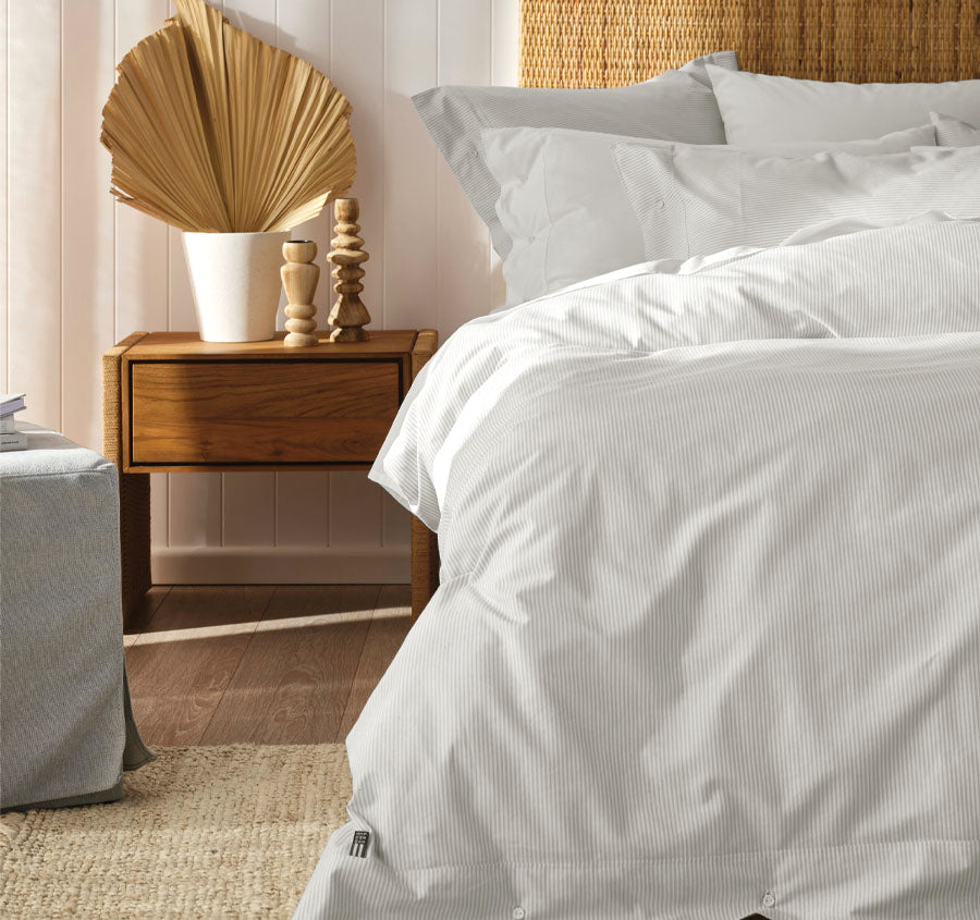 American Pin Point Oxford Quilt Cover Set Range Grey and White