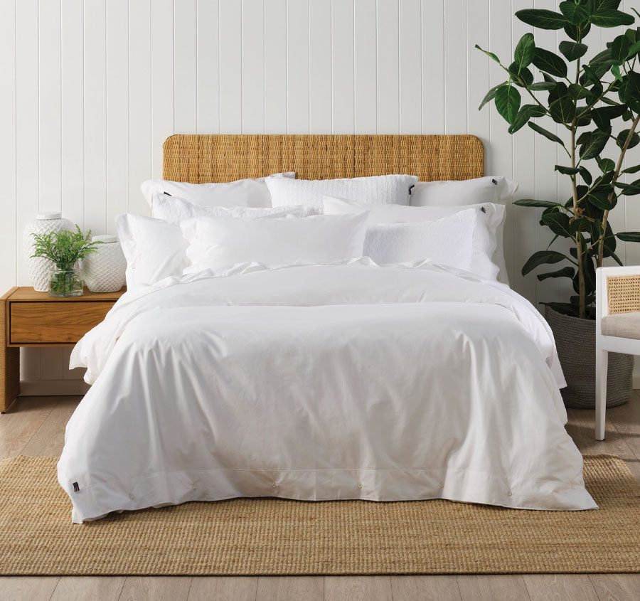 American Pin Point Oxford Quilt Cover Set Range White