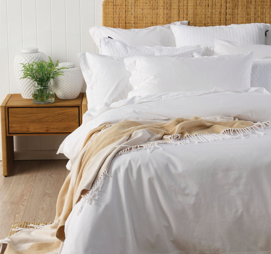 American Pin Point Oxford Quilt Cover Set Range White