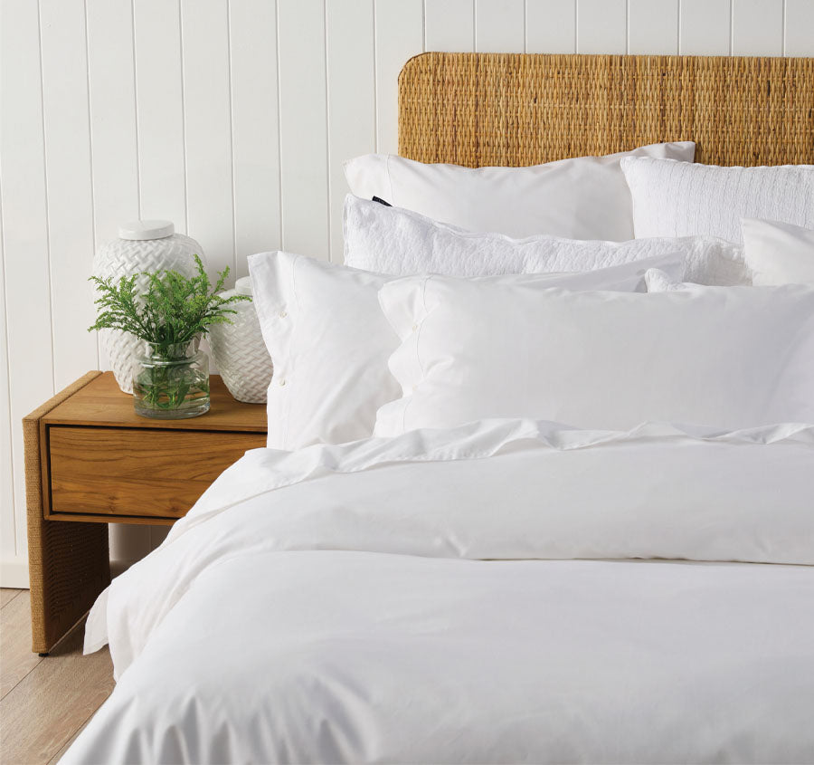 American Pin Point Oxford Quilt Cover Set Range White