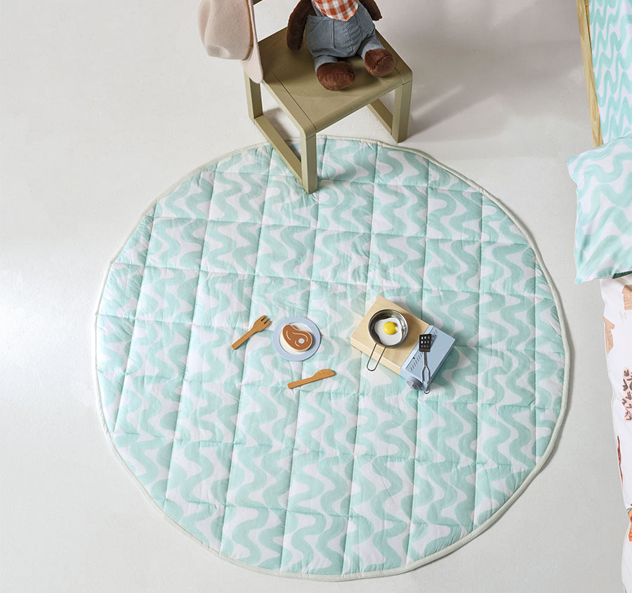 Camping Bears 120cm Round Playmat Vanilla