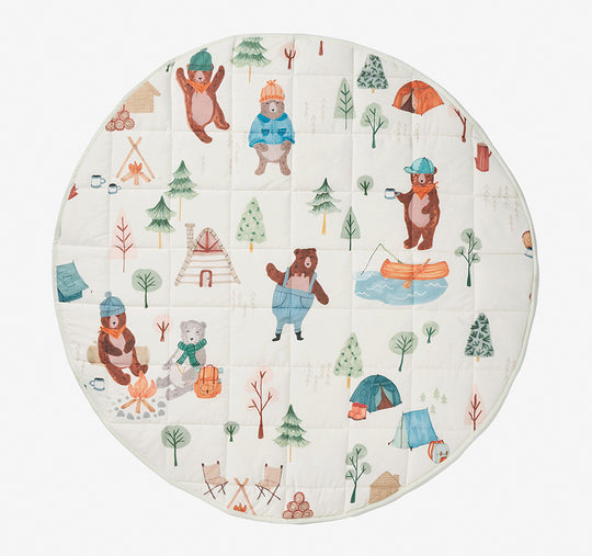 Camping Bears 120cm Round Playmat Vanilla