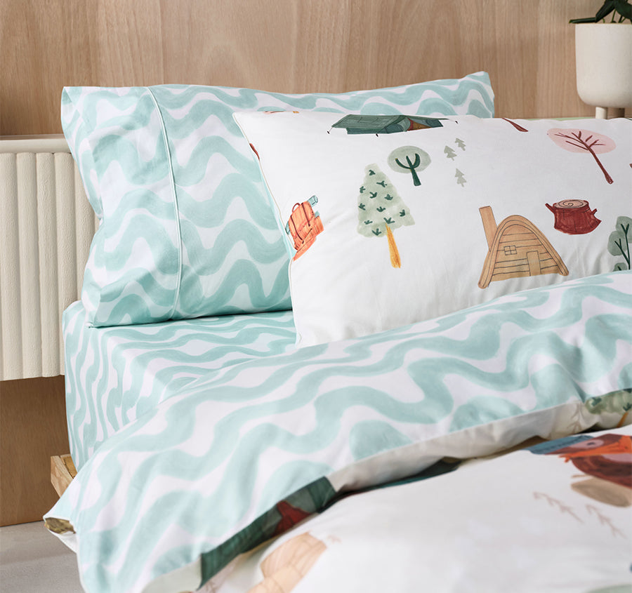 Camping Bears Quilt Cover Set Range Vanilla