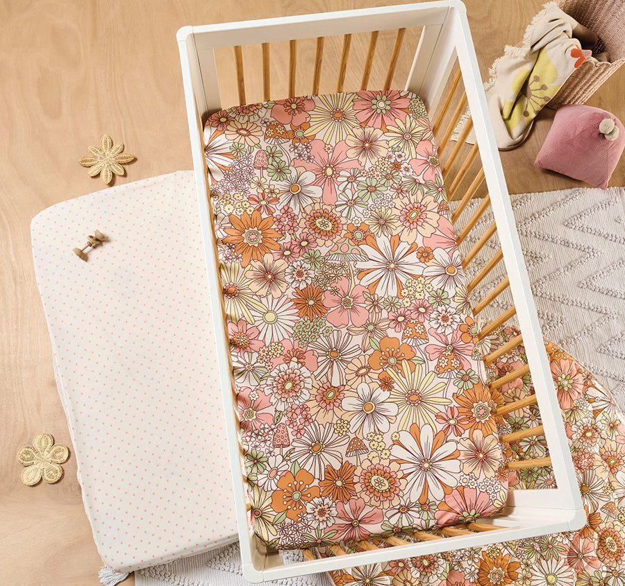 Flower Power 2 Piece Cot Fitted Sheets Multi