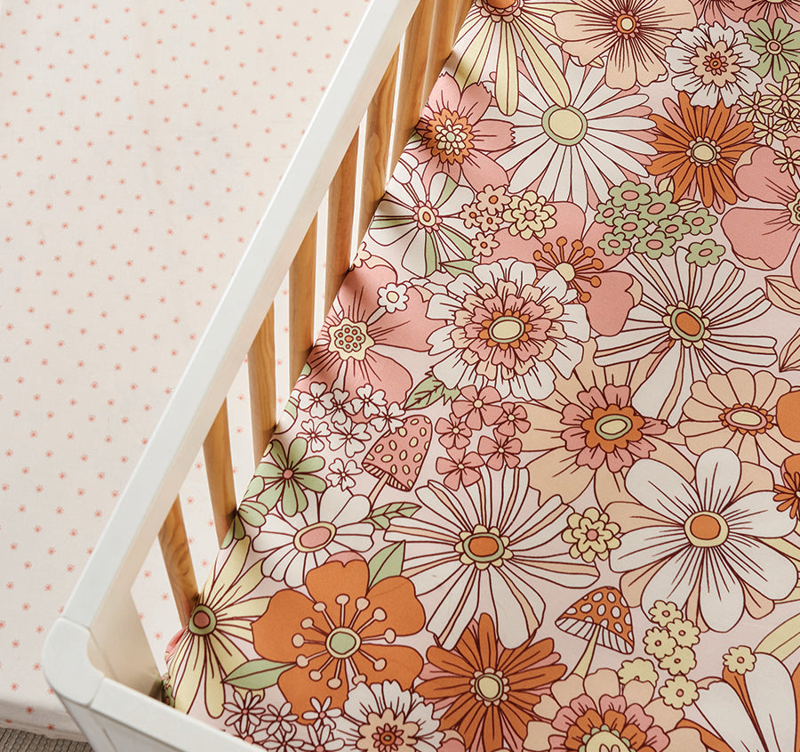 Flower Power 2 Piece Cot Fitted Sheets Multi