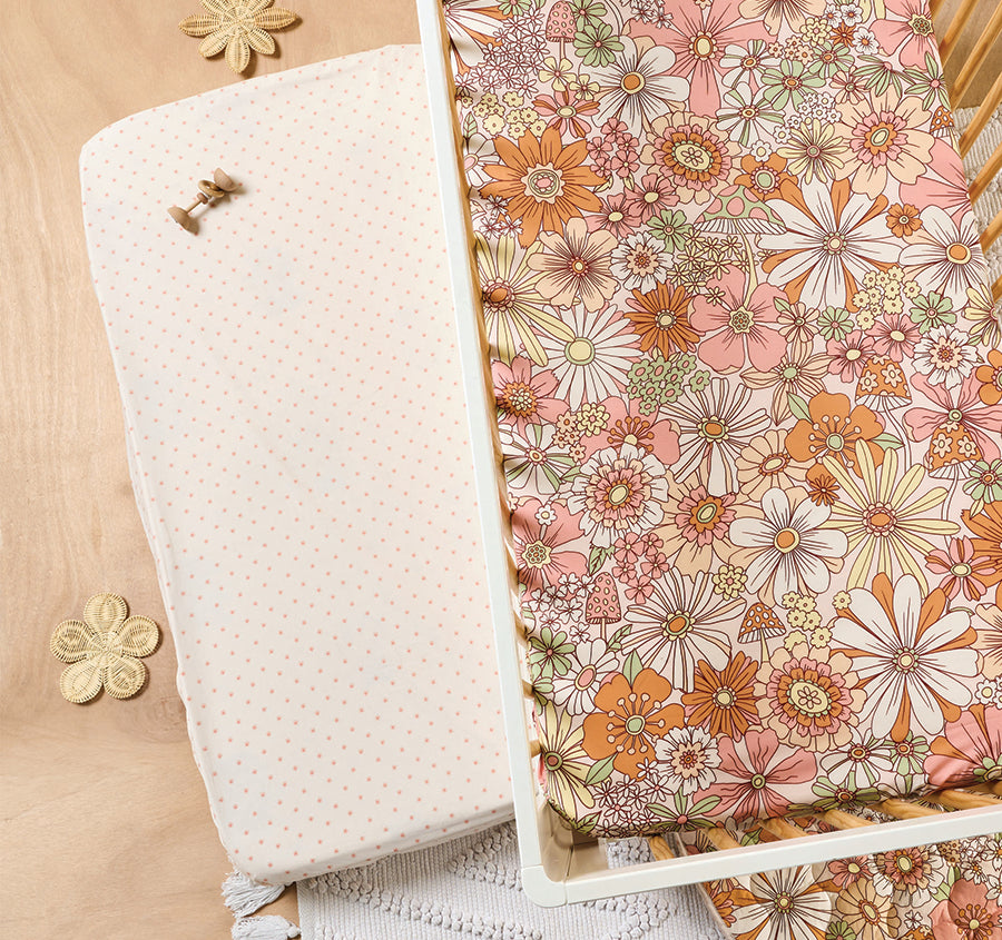 Flower Power 2 Piece Cot Fitted Sheets Multi