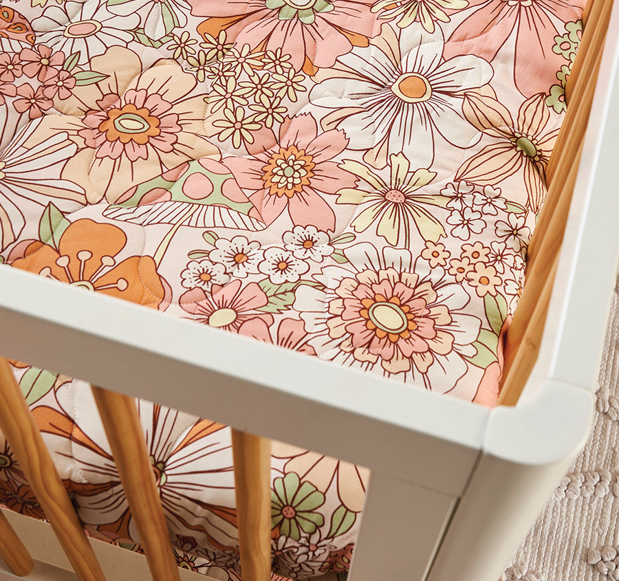 Flower Power Cot Coverlet Multi