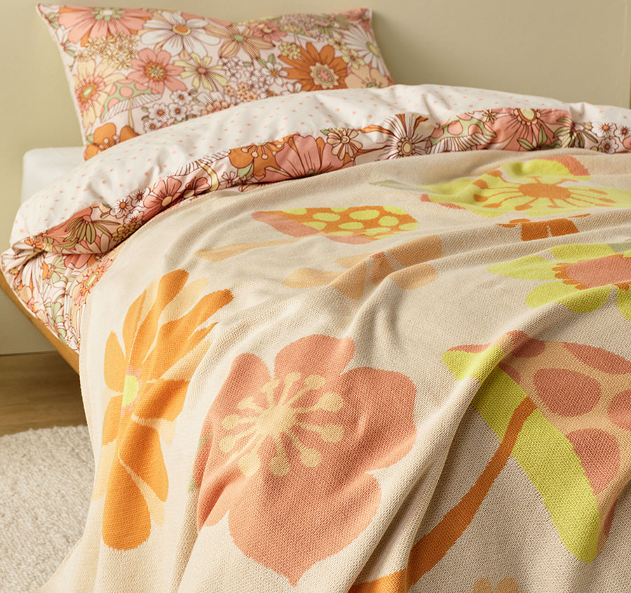 Flower Power 120x140cm Throw Rug Multi