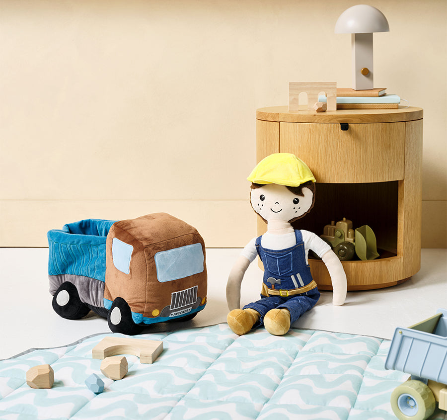 Novelty Filled Cushion Eddie The Tradie Blue