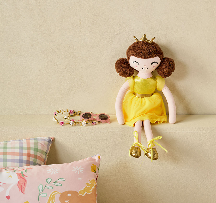 Novelty Filled Cushion Princess Penelope Yellow